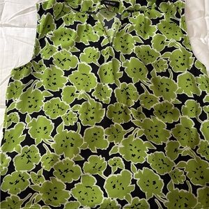 Nine West Lime and Black Floral Blouse